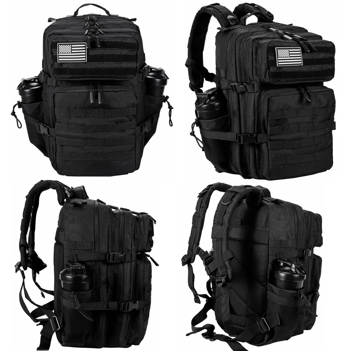 LHI Military Tactical Backpack for Men and Women 45L Army 3 Days Assault Pack Bag Large Rucksack with Molle System -Black